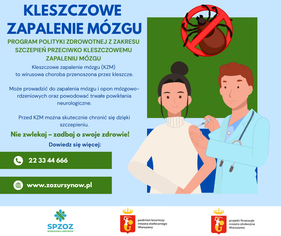 Plakat informujący o możliwości zapisania się na szczepienie KZM